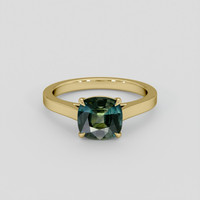 2.43 Ct. Greenish Blue Sapphire Ring, 18K Yellow Gold 1