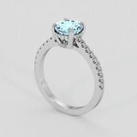 1.36 Ct. Blue Aquamarine Ring, Platinum 950 2