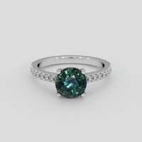 2.11 Ct. Bluish Green Sapphire Ring, Platinum 950 1