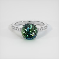 3.08 Ct. Greenish Blue Sapphire Ring, Platinum 950 1