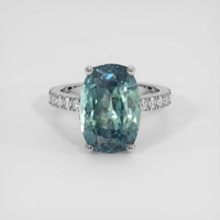 7.47 Ct. Bluish Green Sapphire Ring, Platinum 950 1