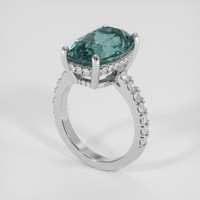 7.47 Ct. Bluish Green Sapphire Ring, Platinum 950 2