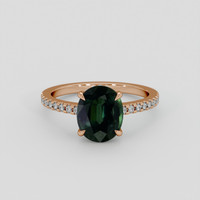3.98 Ct. Green Sapphire Ring, 14K Rose Gold 1