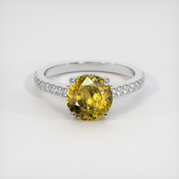 2.10 Ct. Yellowish Green Sphene (Titanite) Ring, 10K White Gold 1