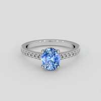 1.56 Ct. Blue Sapphire Ring, 10K White Gold 1