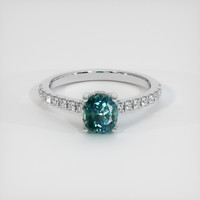 1.19 Ct. Greenish Blue Sapphire Ring, 10K White Gold 1