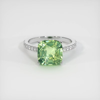 5.09 Ct. Yellowish Green Sapphire Ring, 10K White Gold 1