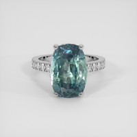 7.47 Ct. Bluish Green Sapphire Ring, 10K White Gold 1