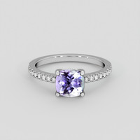 1.51 Ct. Bi Color (Peacock) Tanzanite Ring, 14K White Gold 1