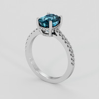 3.55 Ct. Greenish Blue Zircon Ring, 14K White Gold 2