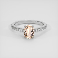 1.10 Ct. Peach Morganite Ring, 14K White Gold 1