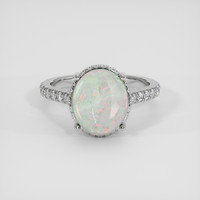 1.61 Ct. Multi Color Opal Ring, 14K White Gold 1