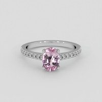 1.15 Ct. Pink Sapphire Ring, 14K White Gold 1