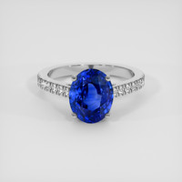 4.00 Ct. Blue Sapphire Ring, 14K White Gold 1
