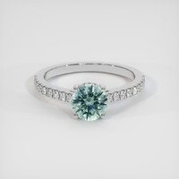1.19 Ct. Greenish Blue Sapphire Ring, 14K White Gold 1