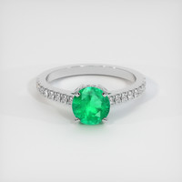 1.10 Ct. Emerald Ring, 18K White Gold 1