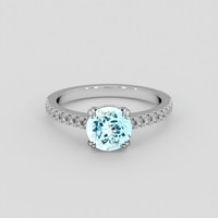 1.36 Ct. Blue Aquamarine Ring, 18K White Gold 1