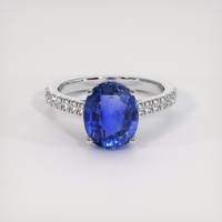 4.07 Ct. Blue Sapphire Ring, 18K White Gold 1