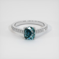 1.35 Ct. Greenish Blue Sapphire Ring, 18K White Gold 1