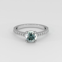 1.79 Ct. Bluish Green Sapphire Ring, 18K White Gold 1