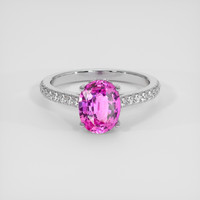 1.42 Ct. Pink Sapphire Ring, 18K White Gold 1