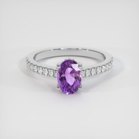 1.34 Ct. Purple Sapphire Ring, 18K White Gold 1