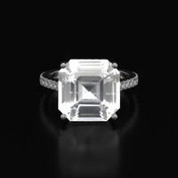 10.15 Ct. White Sapphire Ring, 18K White Gold 1