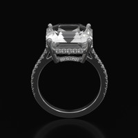 10.15 Ct. White Sapphire Ring, 18K White Gold 3