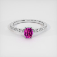 0.85 Ct. Purplish Pink Sapphire Ring, 18K White Gold 1