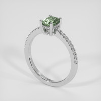 0.85 Ct. Yellowish Green Sapphire Ring, 18K White Gold 2