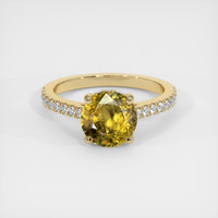 2.10 Ct. Yellowish Green Sphene (Titanite) Ring, 10K Yellow Gold 1
