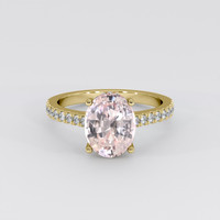 3.06 Ct. Peach Sapphire Ring, 14K Yellow Gold 1