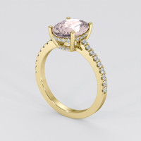 3.06 Ct. Peach Sapphire Ring, 14K Yellow Gold 2