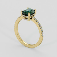 2.02 Ct. Bluish Green Sapphire Ring, 14K Yellow Gold 2