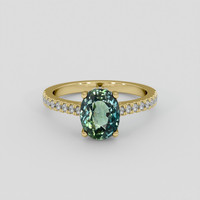 2.50 Ct. Bluish Green Sapphire Ring, 18K Yellow Gold 1