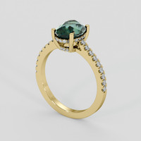 2.50 Ct. Bluish Green Sapphire Ring, 18K Yellow Gold 2