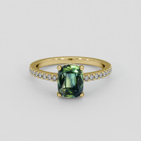 2.02 Ct. Bluish Green Sapphire Ring, 18K Yellow Gold 1