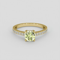 1.11 Ct. Greenish Yellow Sapphire Ring, 18K Yellow Gold 1