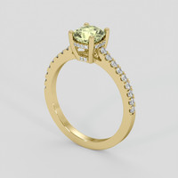 1.11 Ct. Greenish Yellow Sapphire Ring, 18K Yellow Gold 2