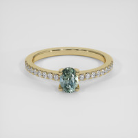 0.51 Ct. Bluish Green Sapphire Ring, 18K Yellow Gold 1