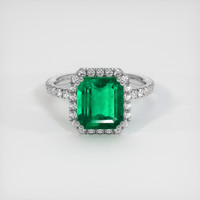3.21 Ct. Emerald Ring, 18K White Gold 1