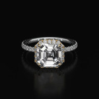 2.87 Ct. White Sapphire Ring, 18K Yellow & White 1