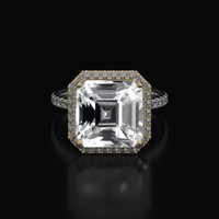1.62 Ct. White Sapphire Ring, 18K Yellow & White 1