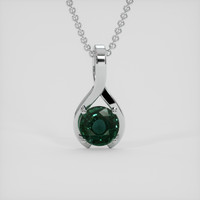 2.03 Ct. Bluish Green Sapphire Pendant, 14K White Gold 1