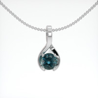0.89 Ct. Bluish Green Sapphire Pendant, 18K White Gold 1