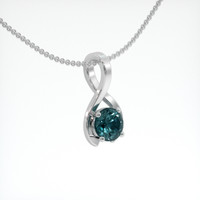 0.89 Ct. Bluish Green Sapphire Pendant, 18K White Gold 2