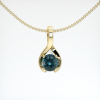 0.89 Ct. Bluish Green Sapphire Pendant, 14K Yellow Gold 1