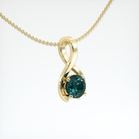 0.89 Ct. Bluish Green Sapphire Pendant, 14K Yellow Gold 2