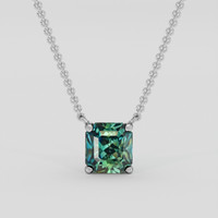 1.03 Ct. Bluish Green Sapphire Necklace, 10K White Gold 1