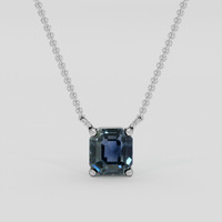 1.27 Ct. Greenish Blue Sapphire Necklace, 10K White Gold 1